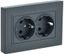 Розетка 2-м СП BRITE РСш12-3-БрГ 16А в сборе с заземл. защ. шторки графит IEK BR-R24-16-K53-F