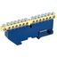 Шина ''N'' нулевая с синим изолятором на DIN-рейку 6x9 мм стойка бол. 14 групп, REXANT - 11-2343 MEET