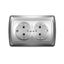 Маргарита розетка двухместная с/з, с/у, 16А, 220В, серебро (еврослот) - М0128-S Союз