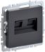 Розетка компьютерная двойная СП RJ45 кат.6 BRITE РК11-2-БрГ графит IEK BR-K20-2-K53