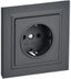 Розетка СП BRITE РСР14-1-0-БрГ 16А в сборе с заземл. защ. шторки графит IEK BR-R14-16-K53-F