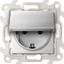 Розетка IP44 с крышкой, заземлением и шторками Schuko 2Р+Е 16A 250В системой Push and Go цвета алюминий S24 Harmonie | 2420448-033 Simon