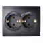 Розетка 2-м СП Karina с заземл. керамика черн. бархат LEZARD 707-4200-127