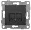 Розетка компьютерная + телефонная 2-м СП Ugra RJ45 RJ12 механизм графит GUSI С11КТ-010