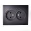 Розетка 2-м СП Karina 16А IP20 без заземл. керамика черн. бархат LEZARD 707-4200-128