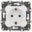 Розетка однофазная скрытого монтажа, в рамку с заземлением без шторок белый матовый 16А 250В IP20 автоматические (безвинтовые) зажимы 14-2101-01М Эра Elegance - Б0065800
