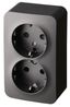 Розетка двухместная Schuko со шторками накладного монтажа цвет антрацит 16A 250В 2P+T - FS5504B Jasmart