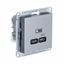 Розетка USB AtlasDesign тип C 65Вт QC PD высокоскор. ЗУ механизм сталь SE ATN000927 APC