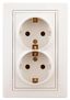 Розетка 2-м СП Plano 1-205-02 16А IP20 250В 2х2P+E Schuko сл. кость Intro Б0027616 ЭРА