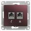 Механизм розетки 2-м Glossa RJ11+RJ45 кат.5е баклажан. SchE GSL001185 APC