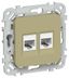 Розетка компьютерная 2-м СП FLITE РК5е-2-0-ФлО RJ45 кат.5E UTP механизм олив. IEK FI-K22-1-K26