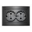 Розетка двухместная серия Бриллиант с заземлением, скрытой установки, 16А, 220В, механизм, графит - 7947533-Gr Союз