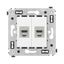 Компьютерная розетка RJ-45 без шторки в стену, кат.5e двойная экранированная, "Avanti", "Белое облако" | 4400764 DKC ДКС