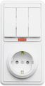 БЭЛЛА Блок БКВР-209 Выключатель трехклавишный с подсветкой + розетка заземлением со шторками белый - 5849 Кунцево