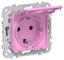 Розетка СП FLITE РСшкр11-1-44-ФлПр 16А IP44 с заземл. защ. шторками и крышкой безвинтовое крепление механизм пурпур. IEK FI-R16-16-1-44-K99