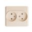 Розетка 2-м СП Этюд 16А IP20 250В без заземл. защ. шторок крем. SE PC16-005K APC