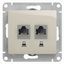Механизм розетки комп. 2-м Glossa RJ45+RJ45 кат.5е молочн. SchE GSL000985KK APC