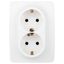 Розетка однофазная двойная скрытого монтажа, в рамку с заземлением без шторок белый матовый 16А 250В IP20 автоматические (безвинтовые) зажимы 12-2106-01М Эра 12 - Б0065721