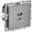 Розетка СП BRITE РЮ11-2-БрС USB A+C 45Вт высокоскор. заряд. сталь IEK BR-U22-045-K46