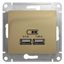 Розетка USB 2-м СП Glossa тип A+A 5В/2100мА 2х5В/1050мА механизм титан SE GSL000433 APC