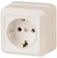 Розетка однофазная наружная (открытой установки) с заземлением без шторок слоновая кость 16А 250В IP20 2-202-02 Intro Quadro - Б0053785 ЭРА