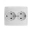 Розетка двойная с заземлением Schuko, винтовой зажим, 16А 250В, белый - 1590456-030 Simon