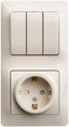 Блок комбинированный Glossa (розетка с заземл. защ. шторки + 3-кл. выкл.) беж. SE GSL000278 APC