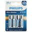 Элемент питания алкалиновый AA/LR6 1.5В Ultra (уп.4шт) Philips Б0062694