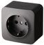 Розетка одноместная Schuko со шторками накладного монтажа цвет антрацит 16A 250В 2P+T - FS5501B Jasmart