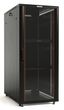 Шкаф напольный 19-дюймовый 18U 988x600х600 мм (ВхШхГ) передняя и задняя распашные перфорированные двери (75%) ручка с замком крыша нового типа цвет черный (RAL 9004) (разобранный) - 400454 Hyperline