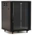 Шкаф настенный 19-дюймовый 18U 908x600х450мм стеклянная дверь с перфорацией по бокам ручка замком возможностью установки на ножки черный (RAL 9004) (разобранный) - TWB-FC-1845-GP-RAL9004 Hyperline 395558