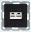 Розетка компьютерная 2-м RJ45 IP20 кат. 6 механизм черн. матов. soft touch Jasmart G6108PB