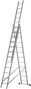 Лестница трехсекционная алюминиевая усиленная, 3 х 12 ступеней, H=343/594/841 см, вес 17,83 кг - 65438 РОС