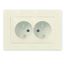 Розетка двухместная UNIVersal серия Афина б/з, с/у, з/ш, 16А, 220В, слоновая кость (ivory) (еврослот), механизм - A0048-I Союз
