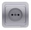 Розетка 1-м СП Mimoza 16А IP20 без заземл. серебр./серебр. Makel 23402
