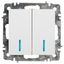 Выключатель двухклавишный, в рамку (скрытого монтажа) с подсветкой перламутр 10А 250В винтовые зажимы Intro Accent 6-105-01 - Б0063505 ЭРА