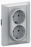 Механизм розетки 2-м Valena Life 16А 250В 2х2К+З с лицевой панелью защ. шторки безвинт. зажимы алюм. Leg 753626 Legrand