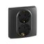 Розетка двойная с заземлением - Legrand Inspiria со шторками в сборе 16А 250В безвинтовые зажимы антрацит | 673758