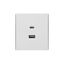 Розетка 2-м СП STRONG 16А IP20 USB-A + Type-C 3А с функцией быстрой зарядки жемчуж. Kranz KR-78-0734-4