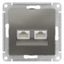 Розетка компьютерная 2-м AtlasDesign RJ45+RJ45 кат.6A механизм сталь SE ATN000988 APC