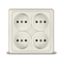 Розетка четырехместная квадратная Олимп б/з, наружная, 16А, 220В, бежевая (еврослот) - 1170 Союз