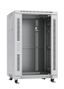 Шкаф монтажный телекоммуникационный 19дюйм напольный для распред. и серверного оборудования 18U 600х800х988мм (ШхГхВ) передняя стеклянная задняя сплошная метал. двери ручка с замком (RAL 7035) сер. Cabeus SH-05C-18U60/80 7048c