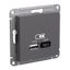Розетка USB AtlasDesign тип A+C 5В/2.4А 2х5В/1.2А механизм базальт SE ATN001439 APC