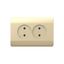 Розетка б/з со шторками двойная, 16А, шампань(NEW3-E) | 431420 CHINT