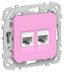 Розетка компьютерная 2-м СП FLITE РК5е-2-0-ФлПр RJ45 кат.5E UTP механизм пурпур. IEK FI-K22-1-K99