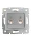 Розетка телефонная 2-м СП Karina RJ11 механизм матов. серебр. LEZARD 707-4388-138