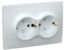 Розетка 2-местная с заземляющим контактом защитной шторкой 16А керамика КВАРТА белая IEK (РСш12-3-КБ ) - ERK24-K01-16-K