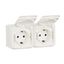 Розетка 2-м ОП Quteo 16А IP44 250В 2х2P+E с заземл. защ. шторки крышкой бел. Leg 782323 Legrand