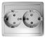 Розетка 2-м СП Simon15 16А IP20 250В с заземл. Schuko защ. шторки винт. клеммы алюм. Simon 1590451-033
