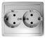 Розетка двойная с заземлением Schuko 2x2Р+Е 16A 250В~ моноблок цвета алюминий S15 - 1590456-033 Simon